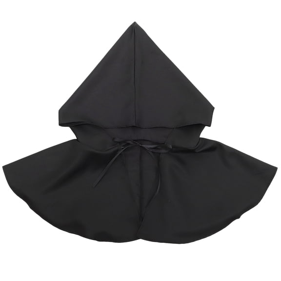 WEUVEB goth costume Medieval Cowl Black Polyester 1Pack for Adults Party