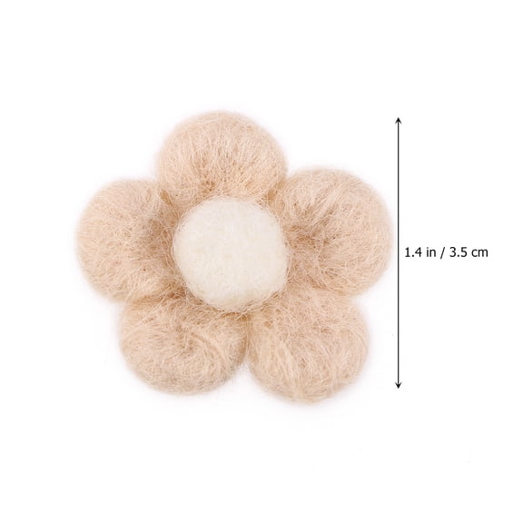 WEUVEB Handmade Beige Wool Felt Five-Petal Flower for Needle Felting, Craft Decorations, Art Projects and Home Decor
