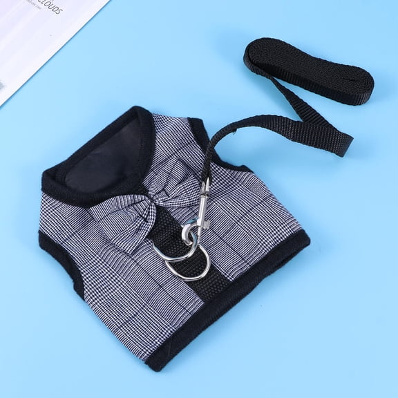 WEUVEB Durable Black Mesh Small Pet Chest Strap Harness Adjustable Vest for Rabbit and Small Dogs