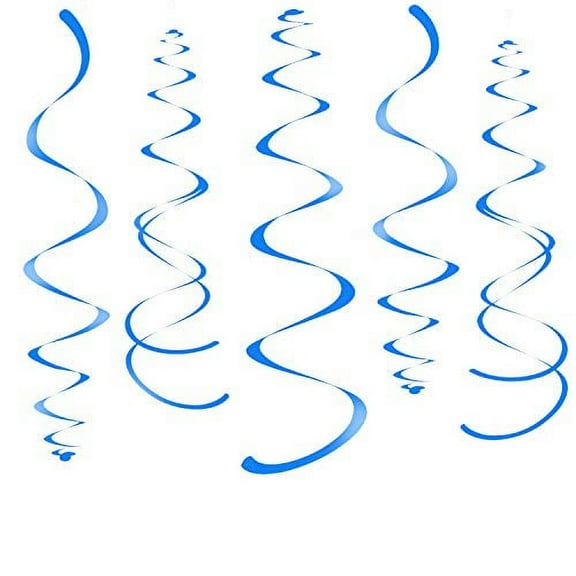 WEVEN Blue Party Hanging Swirl Decorations Plastic Streamer for Ceiling, Pack of 28