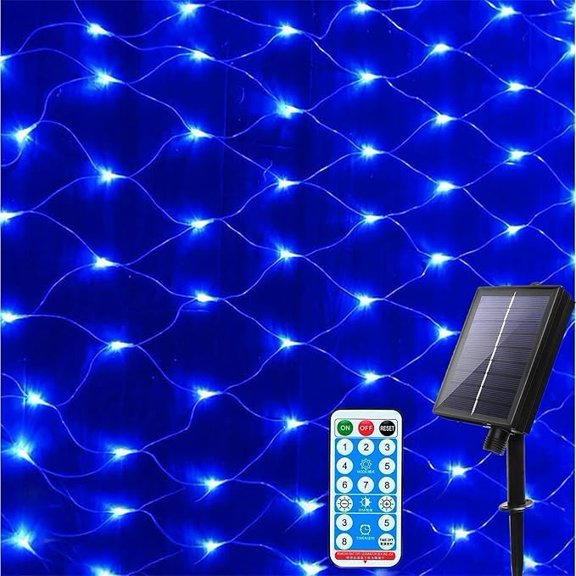WEVSolar Net Lights Outdoor 1.5x1.5M 96LED Mesh Fairy String Lights with 8 Modes Waterproof Auto ON/Off Decorative Light for Garden Fence Balcony