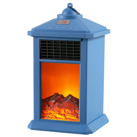 WEWARM Electric Ceramic Desktop Lantern Freestanding Fireplace, Blue