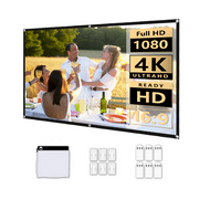 WEWATCH 120 Inch Projector Screen, Portable and Foldable Projector Screen, Double Sided Video Projector for Home, Outdoor, Office, Classroom, Wrinkle Free, Washable, Mildew Resistant