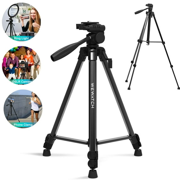 WEWATCH 52 inch Lightweight Camera Mount Tripod Stand with Bag for Outdoor Travel Projectors Cameras Video Recording Live Stream Vlogging
