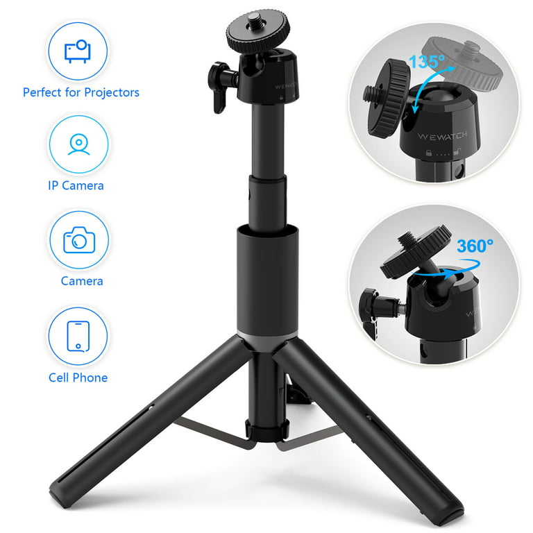 WEWATCH Projector Tripod Stand, Lightweight, Compact, Aluminum Alloy, 360°  Ball Head for Projectors, Cell Phone, IP Camera and Webcam, PS101 