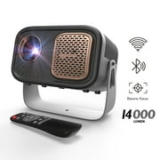 WEWATCH V11 Mini Movie Projector, Electric-Focus, Portable Wi-Fi Bluetooth Projector, 14000 Lumens & 200" Projection Size, Home Theater Projector for iOS Android Phone/PC/TV Stick/HDMI/USB