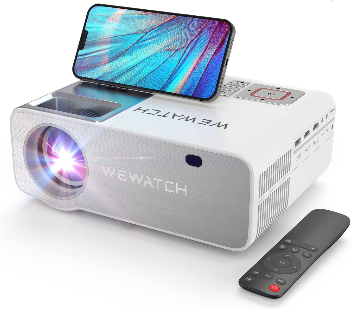 Customer reviews: Smart Movie Projector with Wifi and  Bluetooth, Indoor Outdoor Wireless Bluetooth Projector Support Airplay  Screen Mirroring, Digital Android TV Projector with Apps, HDMI/USB, ZOOM,  Keystone