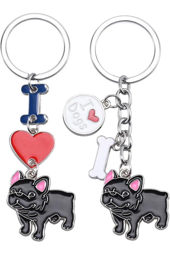 WEWAYSMILE 2 pcs Dog Keychain Car Keychain Pet Pendant Key-Ring Lovely Dog Key-ring Portable Metal Keychain Gift Platinum 9.5x2.4cm