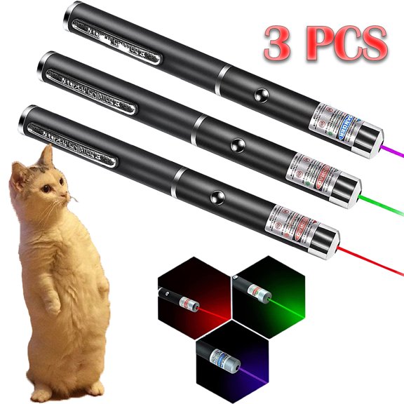 WEWE Laser Pointer, Cat Laser Toys, Cat Toys, 3 Packs, 900Mile Strong Pointer Pen, Multi Purpose, (Red, Green, Purple)
