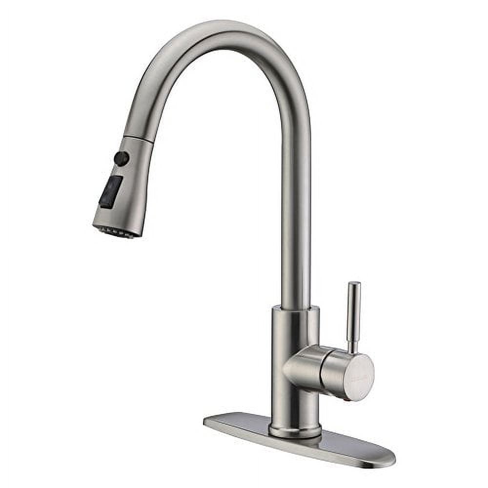 High Arc Brushed Nickel Pull-Out Kitchen Faucet with Single Handle