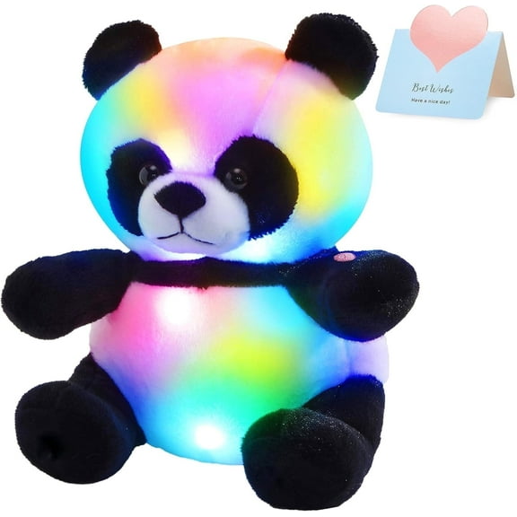 WEWILL Light up Panda Stuffed Animal LED Panda Bear  Bedtime Companion with Night Lights Birthday Valentines Christmas for Toddler Kids, 12''