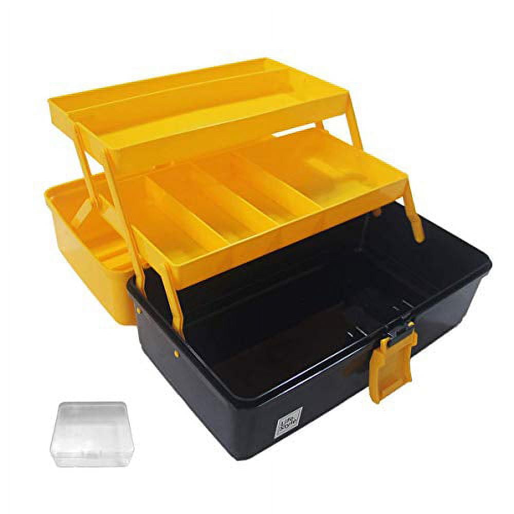 WEWLINE Portable Multi-function Tool Box,Plastic Toolbox with Organizer  Tray and Divider,Household Folding Three-layer Tools Box Organizer 