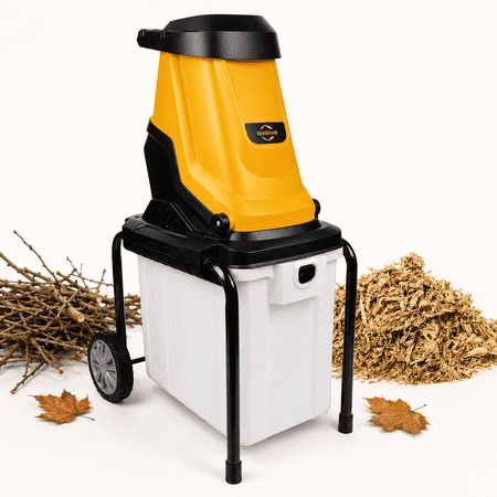 WEWORK 15-Amp Wood Chipper Shredder, Electric Mulcher with 50L Collecting Bin 1.8In Cutting Diameter for Mulching, Composting and Yard Cleanup 15:1 Reduction for Wood Waste Cleanup