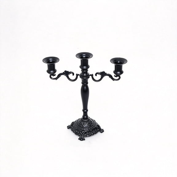 WEXOPE 3 Head Candelabra Candle Holder, Curved Iron Candlestick Centerpiece for Christmas Decor, Romantic Dinner, Wedding, Dining Table and Home Decoration,Black