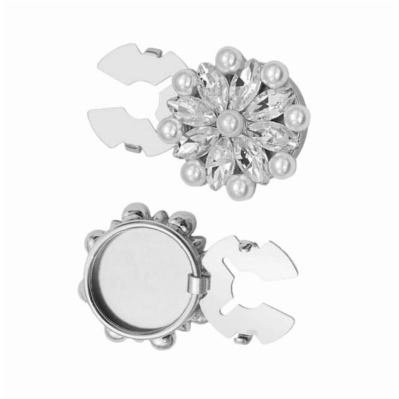 WEXOPE Floral Shirt Button Covers - Synthetic Studs for Business Attire, High-Polish Alloy with Rhinestones & Faux Pearls, Secure Clasp for Jackets, Blouses & Accessories