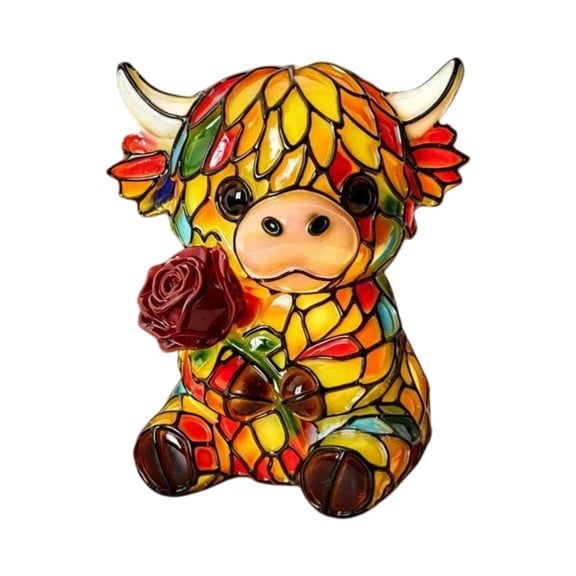 WEXOPE Handcrafted Resin Cow Shape Color Changing LED Night Light, Dual USB&Battery Power Supply, Safe Gentle Lamp As Lovely Animal Lover Gift For Bedroom Nursery Home Decor,Yellow