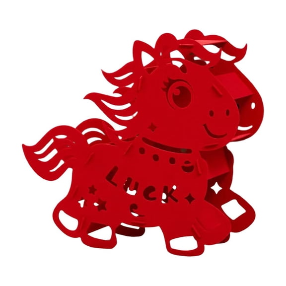WEXOPE Luck Red Horse Figurine, feltcloth horse ornament, symbolizes fortune and positivity, freestanding decor for entryway office and shop,Red