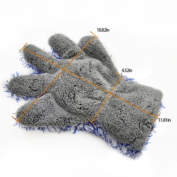 WEXOPE Microfiber Car Cleaning Gloves, Five-Finger Multi-Functional Washing Gloves, Soft Scratch-Free Absorbent Mitt for Auto Interior Exterior Furniture Home Cleaning