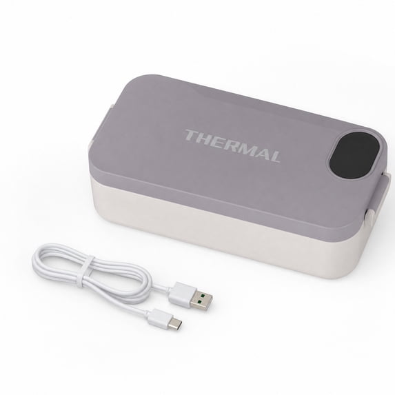 WEXOPE Portable USB Heated Lunch Box with Smart Timer, Long-lasting Insulation, Food-grade Stainless Steel, Safe Reheating for Office, Travel, and Home,Gray