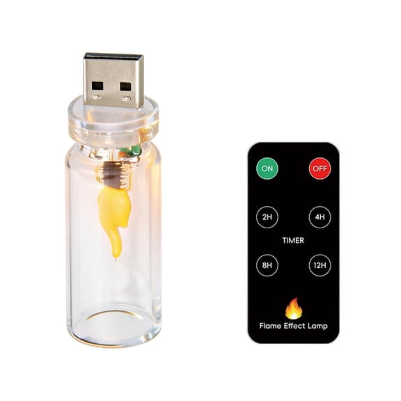 WEXOPE Remote Control USB Simulated Flame Bottle Lamp, Realistic Flicker LED Candle Light, Energy Saving Safe Design for Living Room Bedroom Cafe Party Atmosphere Decoration,Multicolor A