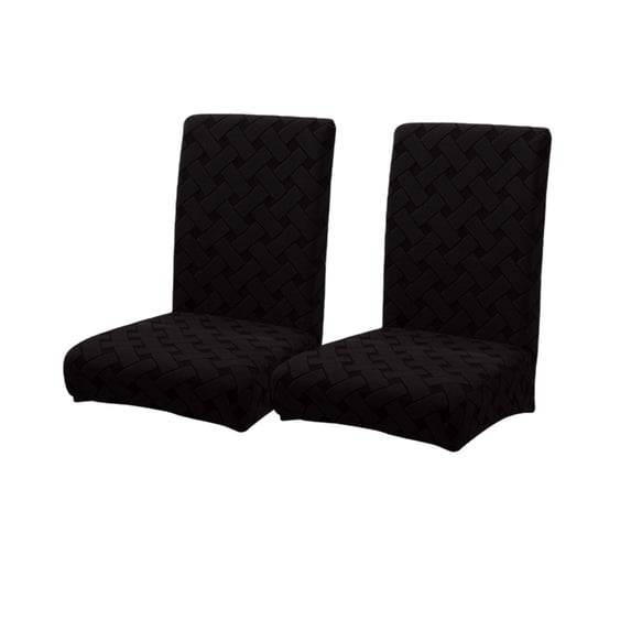WEXOPE Set of 2 Thickened Jacquard Chair Covers - Durable Polyester Dining Chair Protector with High Elasticity and Soft Velvet Feel - Universal Fit for Home Decor and Easy Care,Black