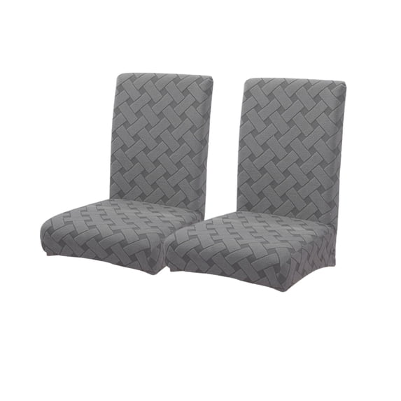 WEXOPE Set of 2 Thickened Jacquard Chair Covers - Durable Polyester Dining Chair Protector with High Elasticity and Soft Velvet Feel - Universal Fit for Home Decor and Easy Care,Gray