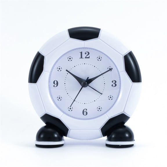 WEXOPE Soccer Ball Alarm Clock - Silent Non - Ticking Analog Table Clock, Decorative Plastic Design for Bedroom & Sports Fans, Compact & Space - Saving Timepiece,White