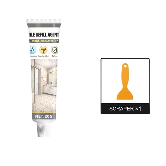 WEXOPE Tile Grout Repair Agent - 20g Waterproof Grout Filler for Bathroom, Kitchen, and Floor Tiles - Easy Application with Included Scraper, Non - Toxic Formula for DIY Repairs,Multicolor