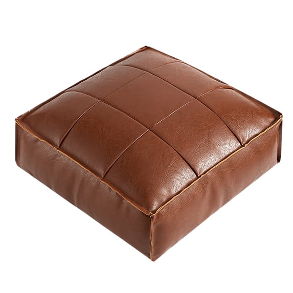 WEXOPE Water Resistant Faux Leather Floor Pouf Cover Empty Unfilled Versatile Indoor Outdoor Multi Function Seat Storage Cushion Reusable Durable Home Furniture,Brown B