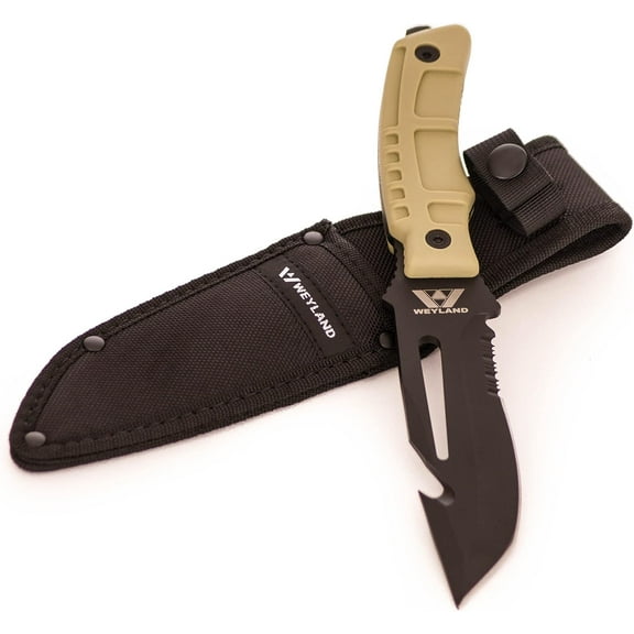 WEYLAND Outdoor Utility, Hunting, Hiking, and Camping Knife with MOLLE Sheath.