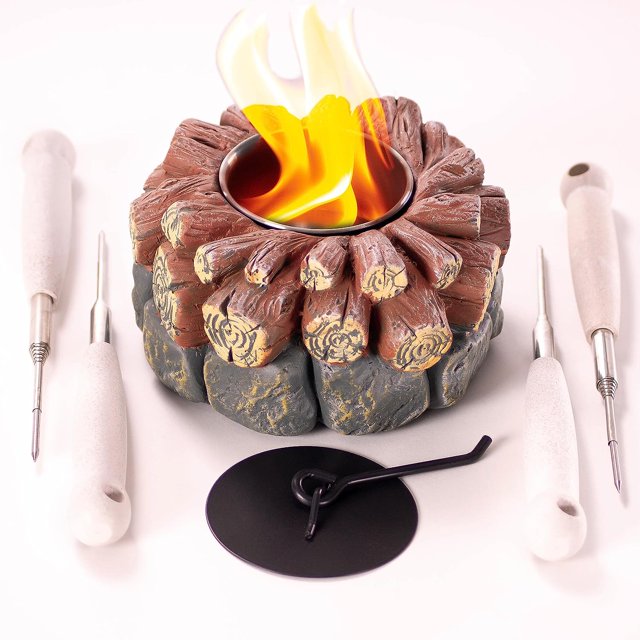 WEYLAND Tabletop Fire Pit Bowl with Roasting Sticks Mini Fireplace
