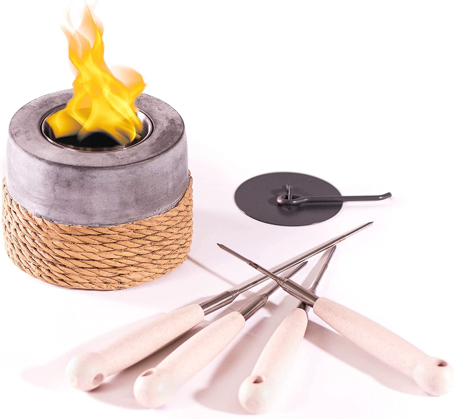 Vivzone Tabletop Fireplace - Personal Fireplace,Concrete Bowl Indoor Smores  Maker Mini Fire Pit