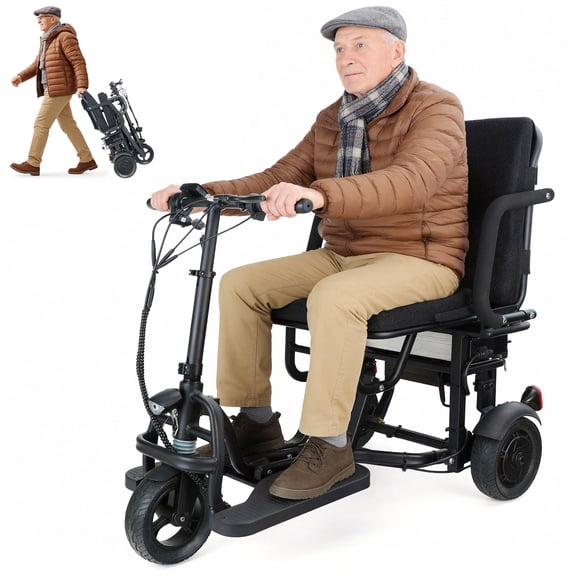 WEYRAL Foldable 3-Wheel Mobility Scooter for Adults & Seniors - 22 Miles Long Range, 300lbs Capacity, 300 W,Lightweight Travel E-Scooter