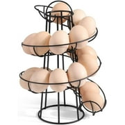 WElinks Iron Egg Holder Stand, Spiral Design Egg Storage Shelf, Spiraling Dispenser Rack, Save Space Storage Display Rack, Kitchen Egg Storage Holder, Spiral Egg Basket (Black)