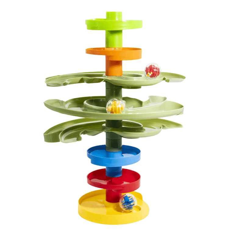 WEofferwhatYOUwant 2 Way Ramp Ball Drop Toy Interactive Stacking Rolling Playset for Toddlers Early Learning Activity Set