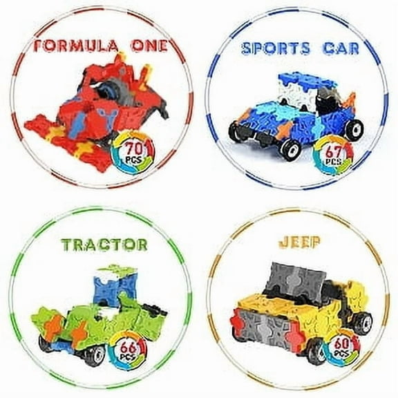 WEofferwhatYOUwant Plastic Flatblocks Cars Building Set - 3D Puzzles