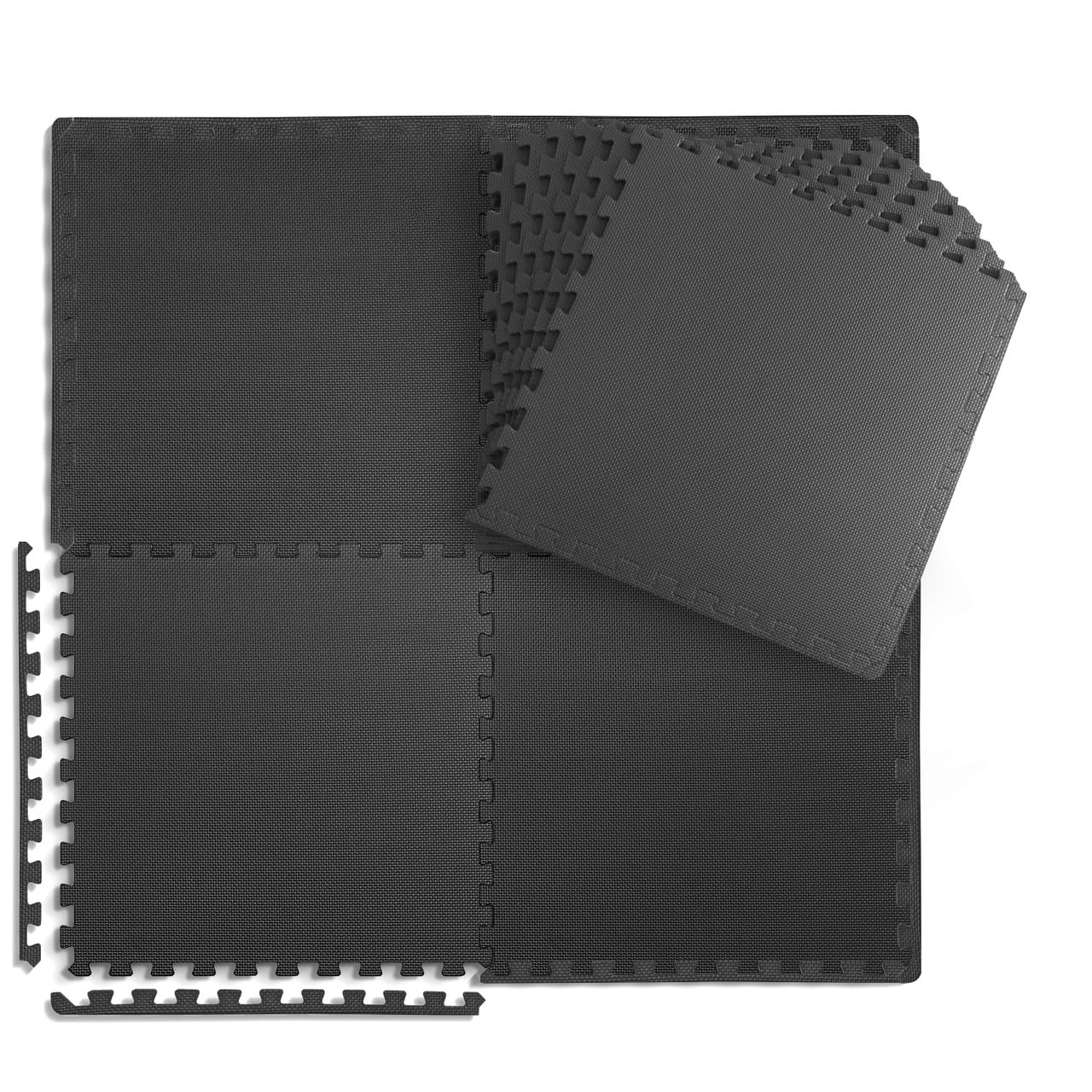 Black 24 SQ.FT Interlocking Foam Gym Floor Tiles