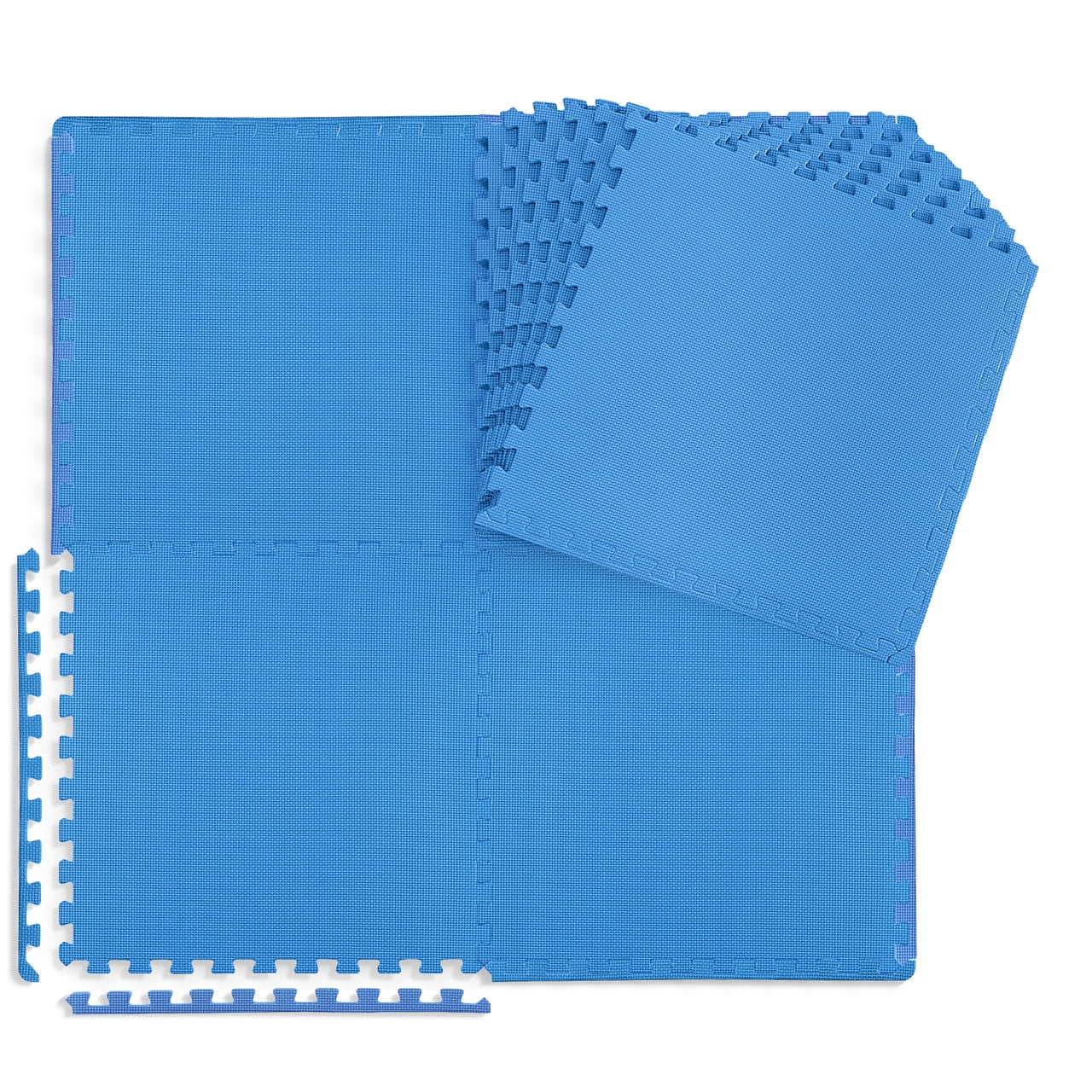WF Athletic Supply 24 SQ.FT T-Pattern 1-Inch Thickness Interlocking Exercise Foam Mats, Extra Thick Eva Foam Flooring Tiles, Gym Fitness Equipment Mat, Home Protective Flooring Cushion, Blue