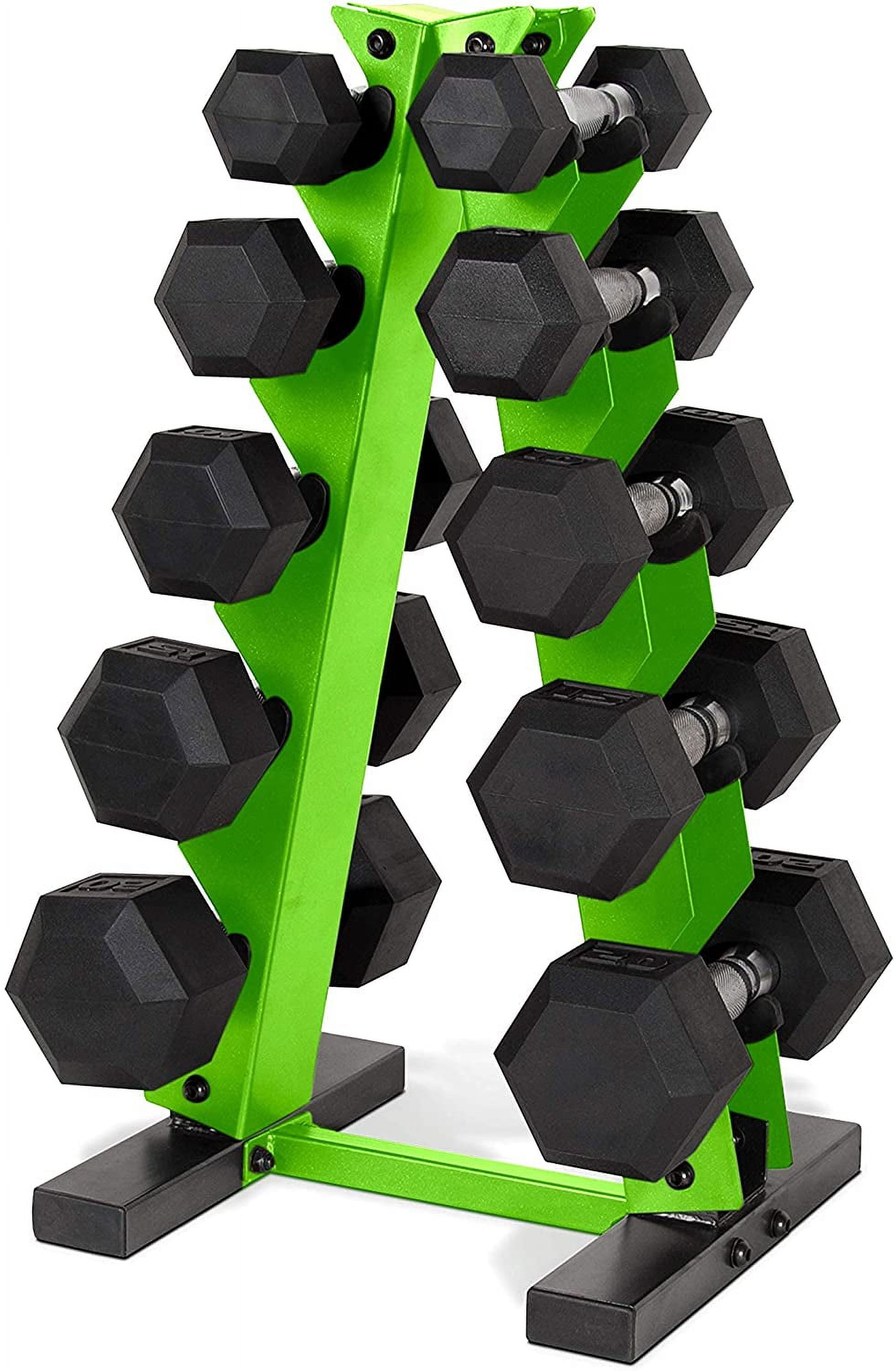 WF Athletic Supply Rubber Coated Hex Dumbbell Set, 5-25Lb