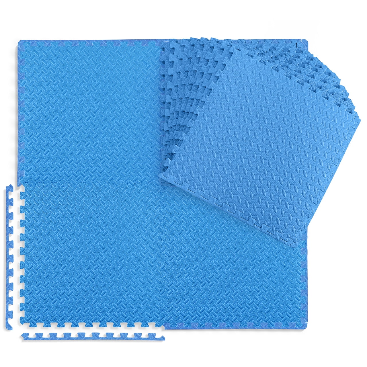 WF Athletic Supply 72 SQ.FT Diamond Pattern 1-Inch Thickness Interlocking Exercise Foam Mats, Extra Thick Eva Foam Flooring Tiles, Gym Fitness Equipment Mat, Home Protective Flooring Cushion, Blue