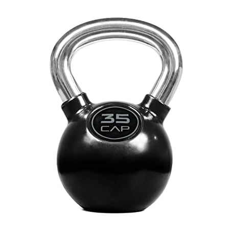 WF Athletic Supply Color Rubber Coated Kettlebell with Chrome Handle, Great for Full Body Workout and Strength Training, 10, 15, 20, 25, 30, 35lb Kettlebell only & 100, 125, 135lb