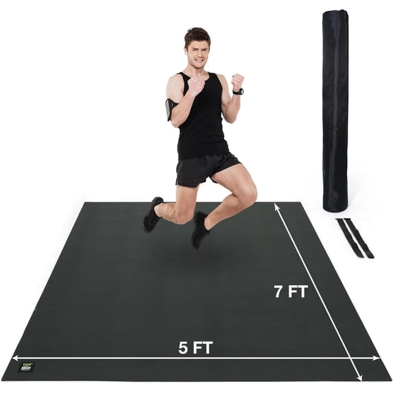 WF Athletic Supply Premium Large Exercise Floor Mats, 7' X 5' X 7 MM, Workout Mats for Home Gym Thick, Heavy-Duty Floor Mat for Gym, Cardio, Weightlifting, Exercise Equipment, Shoe-Friendly, Black