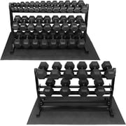 WF Athletic Supply Rubber Encased Hex Dumbbells with Rubber Grip Contoured Handle for Muscle Toning, Strength Building & Full Body Workout