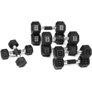 WF Athletic Supply Rubber Encased Hex Dumbbells with Rubber Grip Contoured Handle for Muscle Toning, Strength Building & Full Body Workout