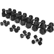 WF Athletic Supply Rubber Encased Hex Dumbbells with Rubber Grip Contoured Handle for Muscle Toning, Strength Building & Full Body Workout