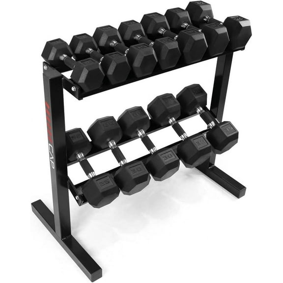 WF Athletic Supply Rubber Encased Hex Dumbbells with Rubber Grip Contoured Handle for Muscle Toning, Strength Building & Full Body Workout