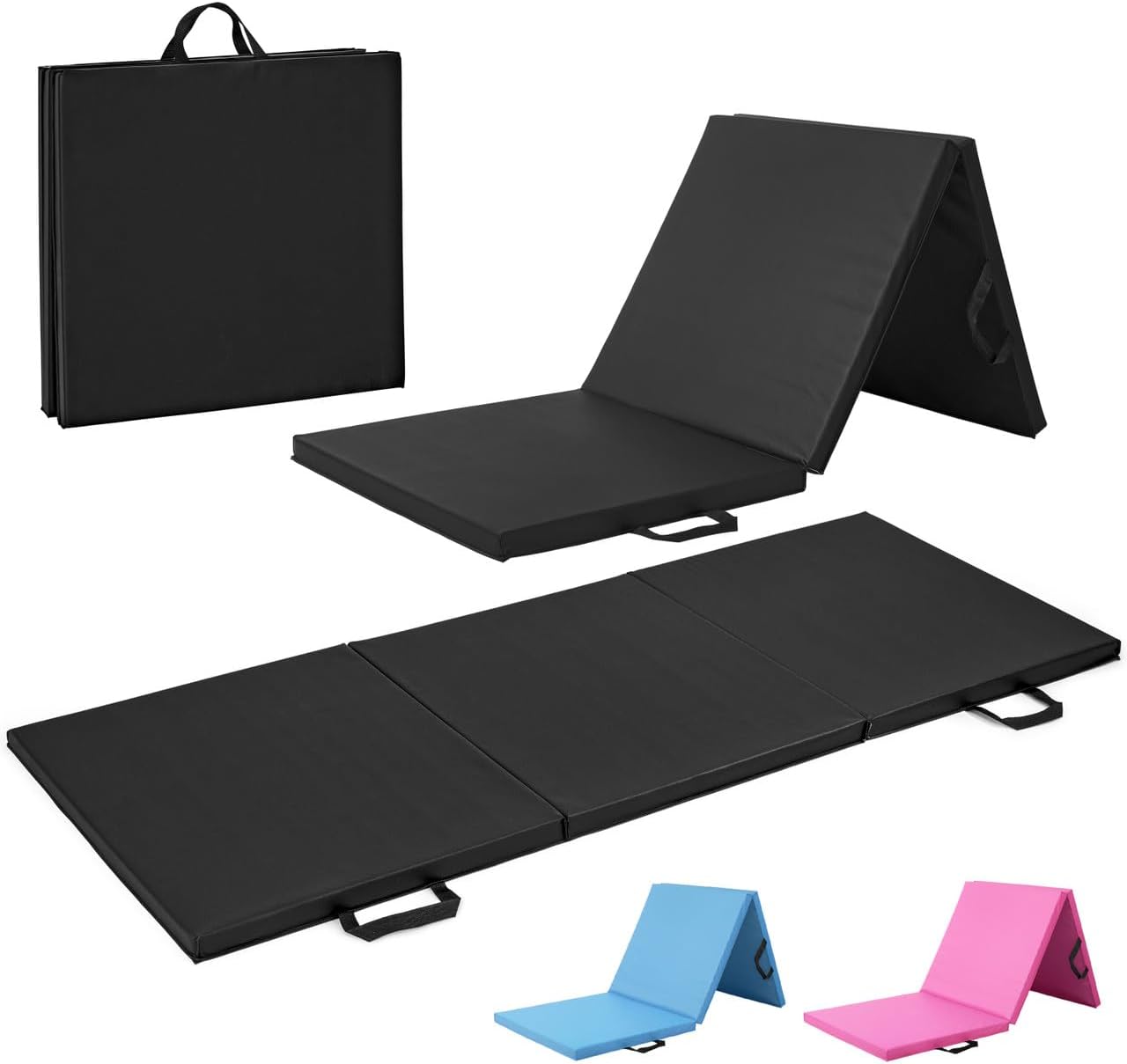 WF Athletic Supply Tri Fold Folding Exercise Mat with Carrying Handles