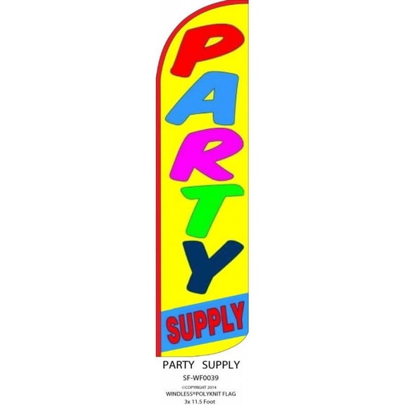 WF0039 Party Supply Windless Swooper Flag Feather Banner Sign 3x11.5 Ft (Flag Only)