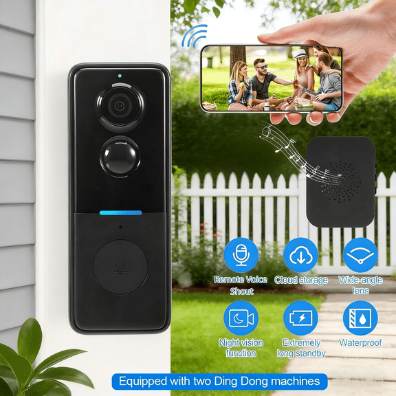 WF15D Wireless Doorbell Camera 3MP, Rechargeable Video Doorbell with Motion Detection, Night Vision, Smart Home Security for Front Door