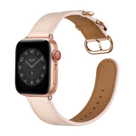 WFEAGL Apple Watch Band Genuine Leather iWatch Replacement Strap 38mm 40mm Pink Sand/Rose Gold